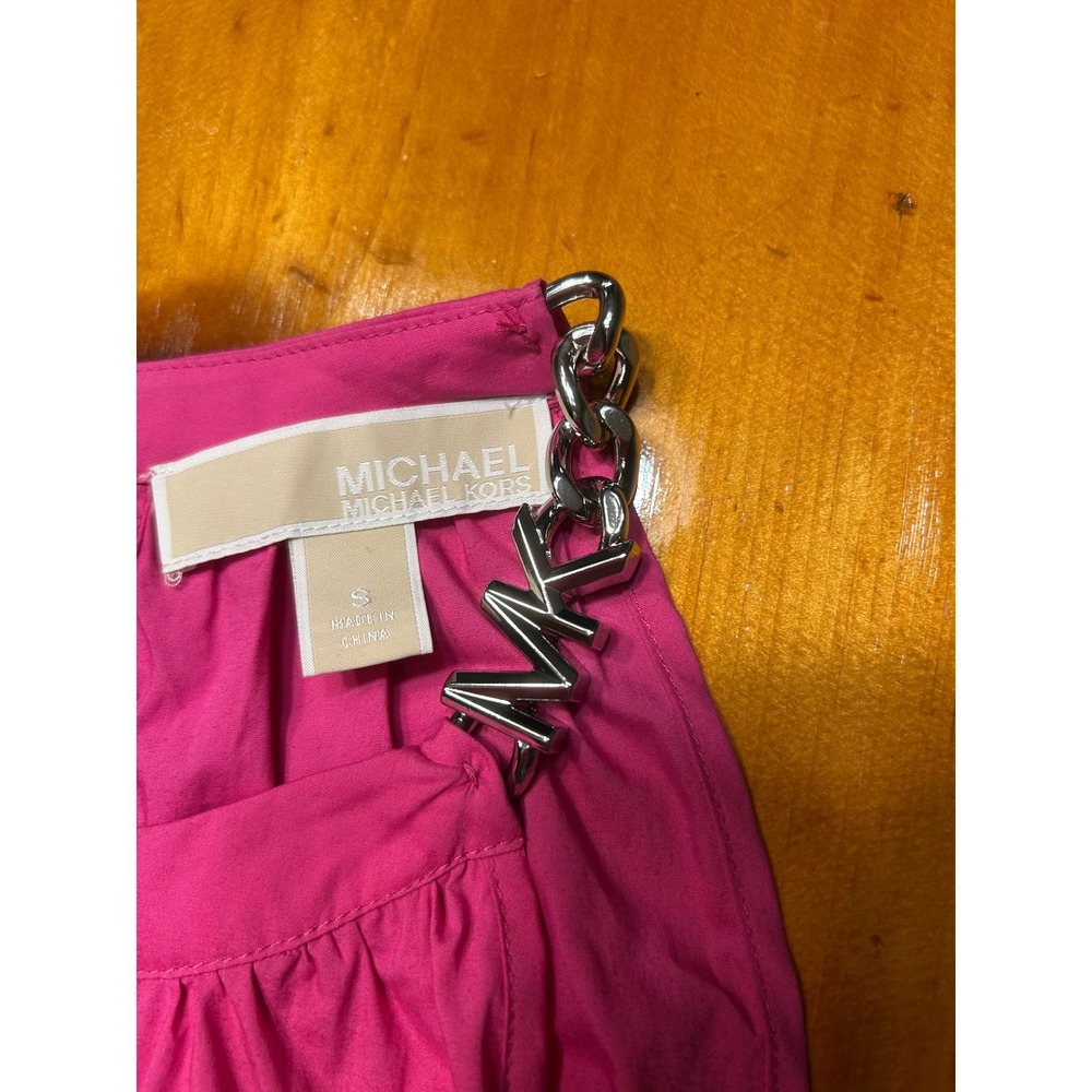 Michael Kors Pink Halter Midi Dress Chain Neck Open Back Cut Out High Low Small - Picture 4 of 11